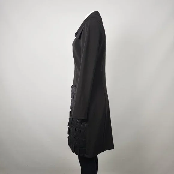 Samuel Dong Black Ribbed Knit Patchwork Zip Up Jacket Size M - Picture 6 of 10